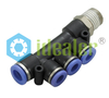 Pneumatic Push To Connect Fittings Male Reducer Triple Branch